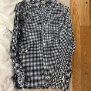 JCrew Blue, Black and White Checked Button down